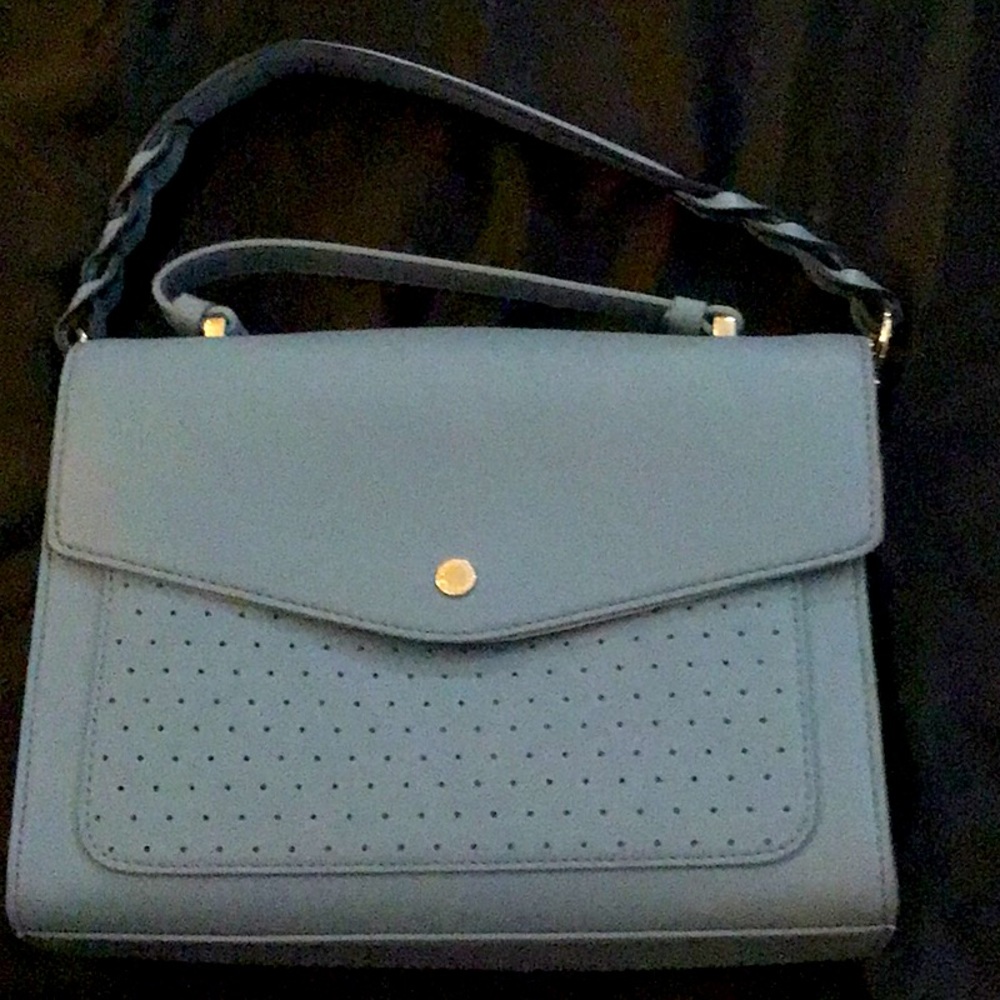 Slate blue bag with a short strap medium size